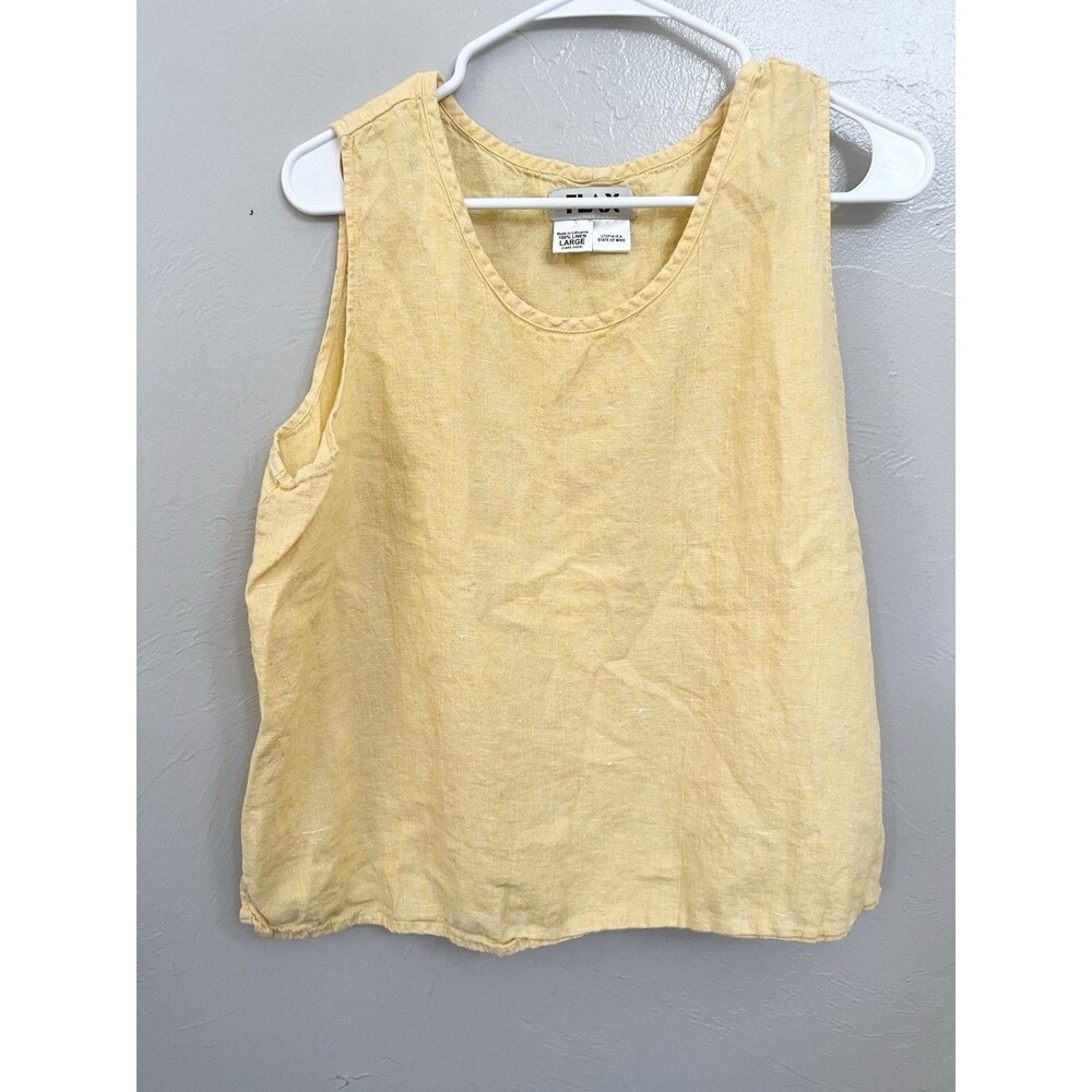 Flax Women's Large Yellow Sleeveless Shell Tank Linen Lagenlook EUC